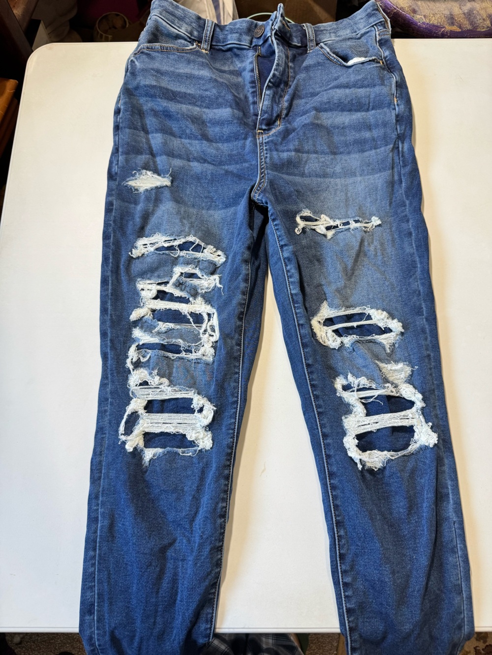 American Eagle Outfitters Distressed Blue Boyfriend Jeans